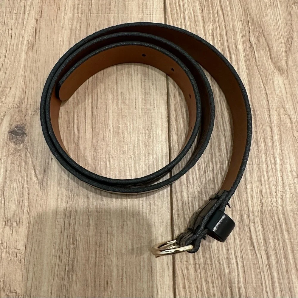Black and Silver Vegan Leather Croc Belt